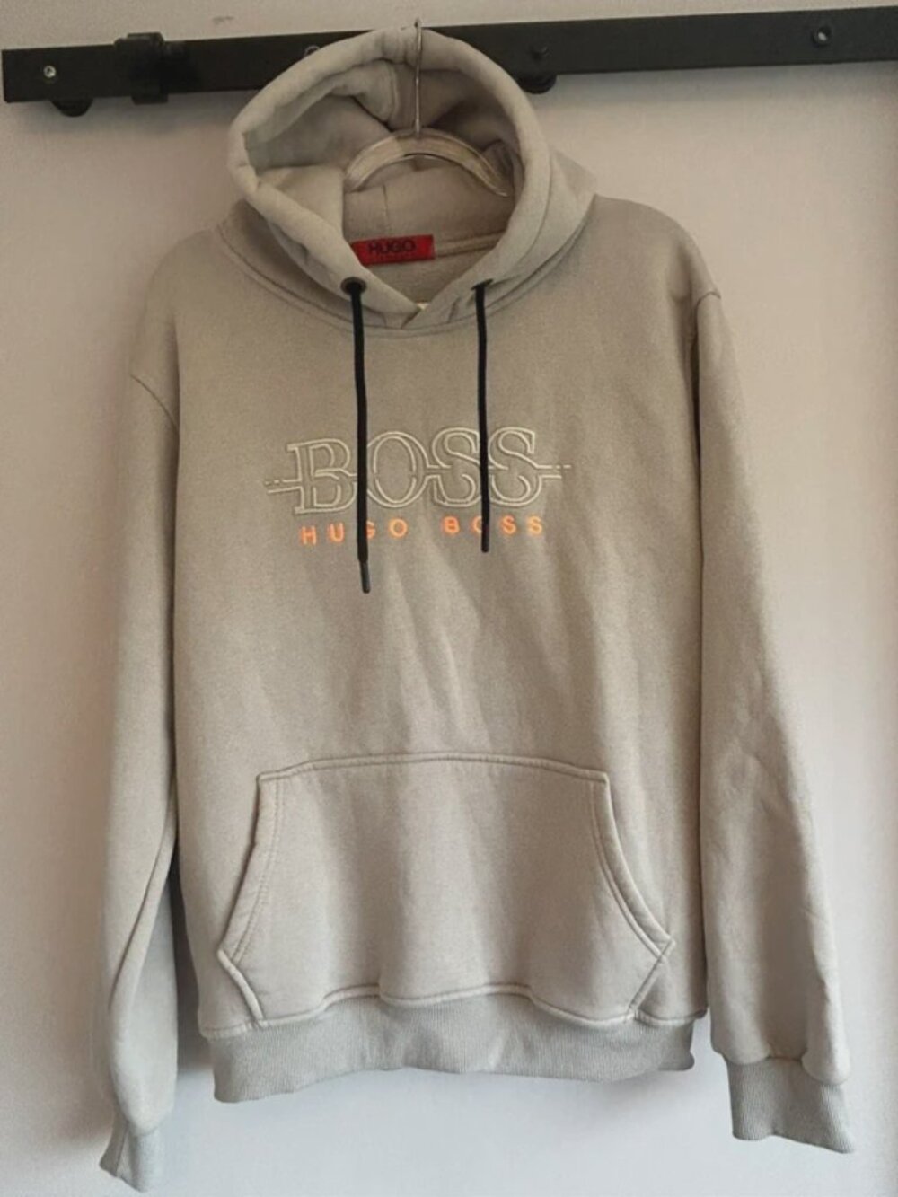 Hugo Boss XL Hoodie Grey Embroidered BOSS Logo Soft Fleece